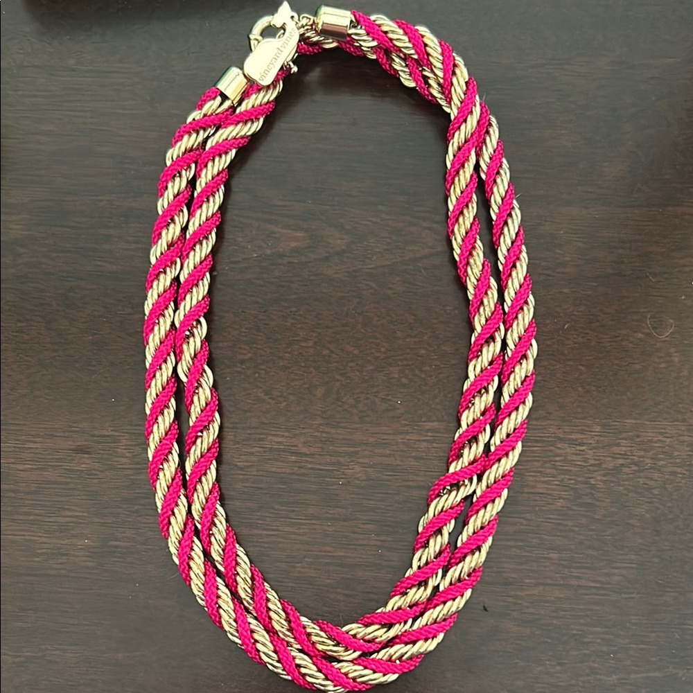 Vineyard Vines Pink and Gold Twisted Rope Necklace